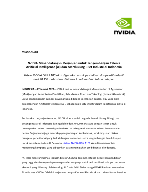 NVIDIA 签署协议，在印度尼西亚培养人工智能 (AI) 人才并支持工业研究